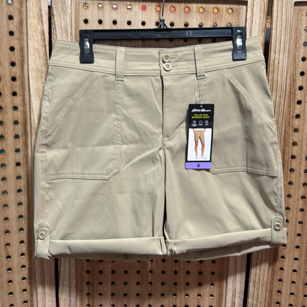 Eddie Bauer Rolled Hem Tan Bermuda new with tags - Picture 6 of 9